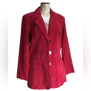 Denim & Co. Gr. X Small Jacke Leder Wildleder Taschen ausgefallen Knöpfe Hot Pink Neu ohne Etikett - Bild 1 von 6