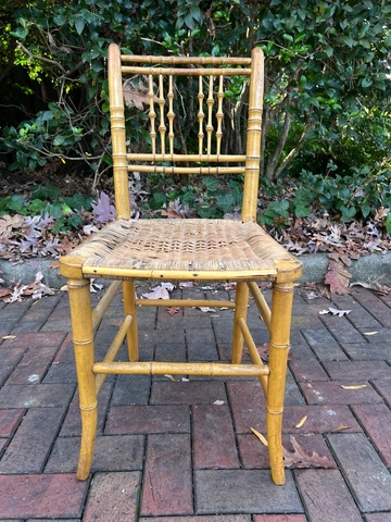 ANTIQUE Regency Style Faux Bamboo Woven Chair ~19th C ~w/Dealer Provenance Cover