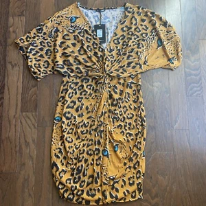 Fashion Nova Onto The Next Adventure Leopard Print Midi Orange Dress 2X - Picture 1 of 7