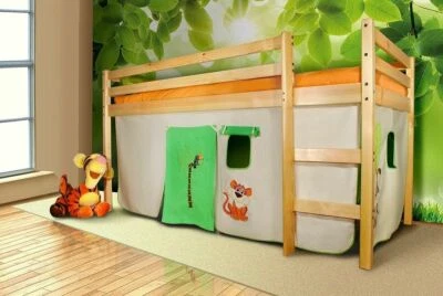 Vorhangset JUNGLE Bettgardine 3-tlg.für Hochbett Spielbett Etagenbett Kinderbett - Bild 1 von 3