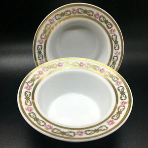 Antique HIGGENS & SEITER Porcelain Roses Ramekins Custard Cups Set of 2 Austria - Picture 1 of 12