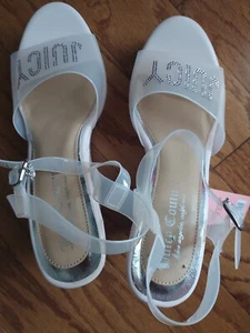 Juicy Couture Espadrilles Heels Clear Pink Shoes Crown Charm 6 1/2 - Picture 1 of 8