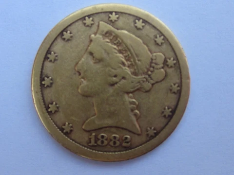 1882-CC LIBERTY HEAD HALF EAGLE $5 DOLLAR GOLD COIN CARSON CITY RARE DATE Cover