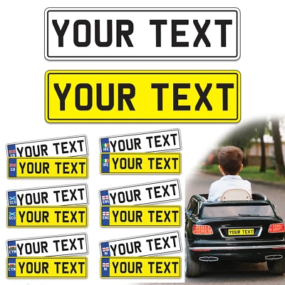 2x Personalised Kids Number Plate Decal Sticker for Children's Electric Ride Car - Image 1 of 4