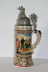 WWI German soldier beer stein Gefreiter Hirsch 1907-1909 2te camp inf reg 168 - Picture 1 of 12