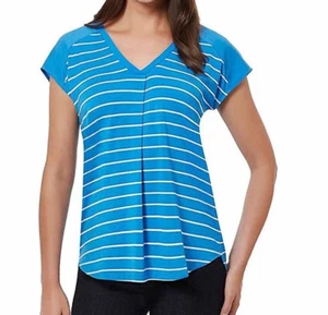 Women's Size XXL Adrienne Vittadini Relaxed Top Blouse V Neck Blue Stripe - Picture 1 of 5