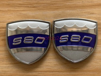 2PC For VOLVO Boot Rear Trunk Side Emblem Sticker Decal Metal Badge S80 Silver - Image 1 of 4