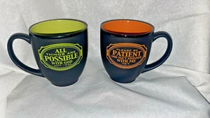 Sei geduldig und alles Mögliche mit Gott religiös Zitat zwei Kaffeetassen Tassen - Bild 1 von 3