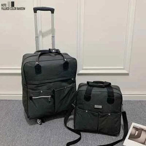 2 Pcs Minimalist Versatile Luggage Bag Set Black: Large Capacity Suitcase With W - Picture 1 of 5
