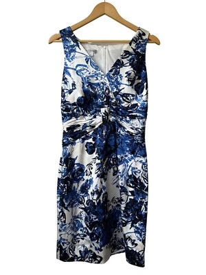 Vestido Vaina Kay Unger Nueva York Seda Floral Talla 8 Acanalado Invitado Boda Adelgazante Foto 1 de 4