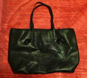 Womens Guess tote bag large black lined embellished studded genuine GUC - Picture 1 of 11