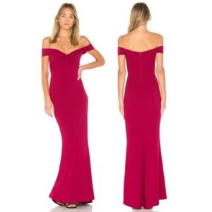 Nookie Dolly Gown Maxi Dress Off The Shoulder Front Knot Detail Ruby Red Size M - Picture 1 of 12
