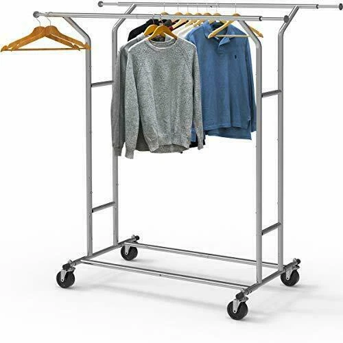 Simple Houseware BO-008-1 Heavy Duty Double Rail Clothing Garment Rack - Chrome