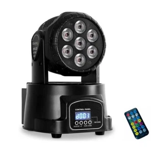TESTA MOBILE ROTANTE PROIETTORE LED RGB  EFFETTI DISCO DISCOTECA 7 LED WASH DMX - Foto 1 di 7
