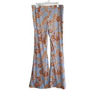 Free People Floral Print  Make A Statement Flare Pants Size XL NWOT Retro