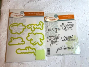 Fun Stampers Journey *EVERYDAY SCRIPT* Stamp & Die Set NEW Popular Sentiments - Picture 1 of 3