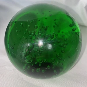 Kontrollierte Blase grün Kristallkugel Briefbeschwerer 4" mundgeblasenes Glas Büro Deko - Bild 1 von 5