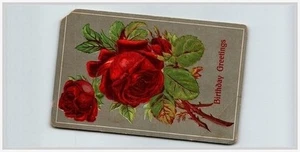 Edwardian 1910 Birthday Greetings Postcard: Crimson Rose Olyo Series Mrs. Guines - Picture 1 of 2