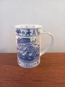 Dunoon Porzellan Tasse ~ Elizabeth Botham of Whitby ~ blau & weiß Whitby Castle - Bild 1 von 11