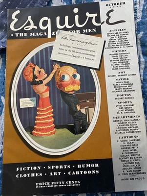 Vintage 1939 Esquire Magazine, October, 6th Anniversary Special Issue, Cartoons Foto 1 de 4