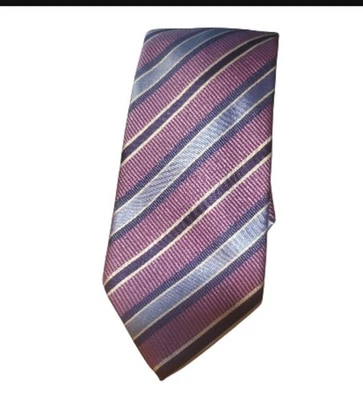 Corbata de seda David Donahue 7 pliegues púrpura y azul 3,25 pulgadas Foto 1 de 3