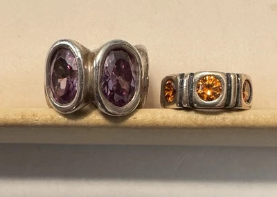 Cuentas espaciadoras Pandora púrpura ovaladas y naranja Foto 1 de 2