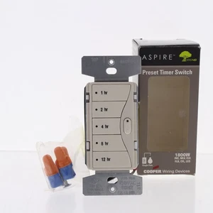 Cooper Aspire Desert Sand 1/2/4/8/12 Hour Timer LED/CFL/INC Single-Pole 9591WS - Picture 1 of 6