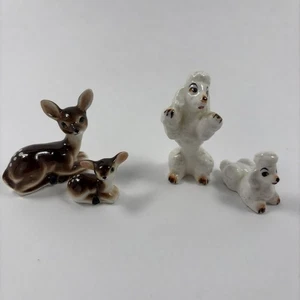 Vintage Mini Figur Porzellan Hirsch & Pudel 4 Stück - Japan - Bild 1 von 10