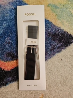 Ремешок для часов Fossil большой черный кожаный новый в упаковке сменный ремешок мужской - Изображение 1 из 3