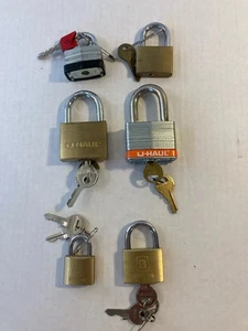 6-Vorhängeschlösser mit Schlüssel 2-Brinken, 2-U-Haul & 2-Markenlos - Bild 1 von 7