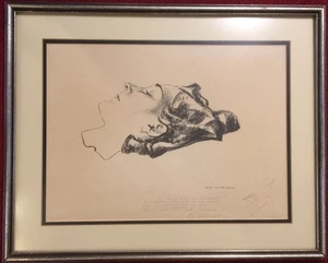 Lithographie,Portrait,  sign. Olaf Gulbransson, mit Widmung, gerahmt, unter Glas - Imagen 1 de 5