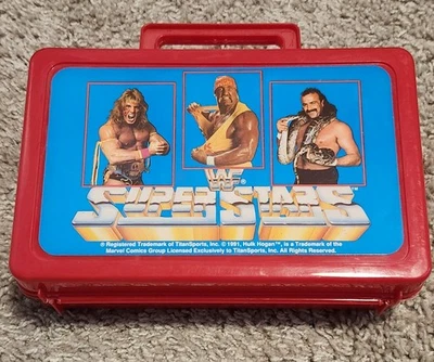 VINTAGE WWF Superstars Lunchbox Hulk Hogan/Ultimate Warrior/Jake Snake 1991 - Image 1 of 4