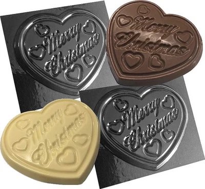 2 Heart Chocolate Moulds Merry Christmas - Image 1 of 4
