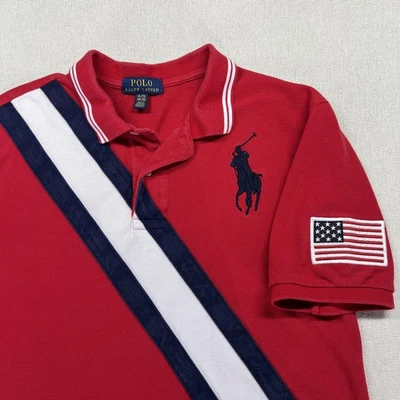 Polo Ralph Lauren Polo Juvenil (18-20) XL Big Pony Bandera EE. UU. Rayas Clásico Foto 1 de 4