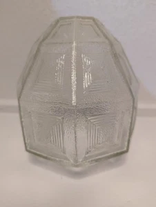 VTG MCM Clear Glass Lamp Shade Globe Pyramid Beehive Squares 3-1/8" Fitter - Picture 1 of 6