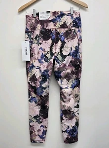 NEW RBX High Waisted Ankle Length Leggings Size Large Purple Floral Stretch NWT - Picture 1 of 13