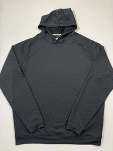 Peter Millar Hoodie Mens Medium Black Geometric Pine Performance Pullover Golf - Picture 1 of 9