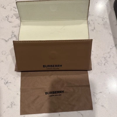 Burberry Camel Brown Triangle Soft Leather Eyeglasses Sunglass Case w/ Cloth - Image 1 of 4