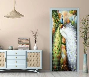 3D Tierischer Weißer Pfau H535 Tür Wandmalerei Wandaufkleber Aufkleber Erin 2023 - Bild 1 von 11