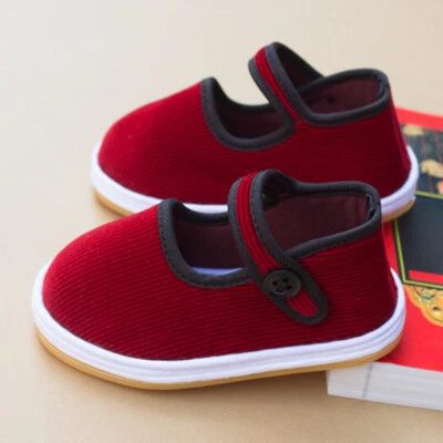 Niños Bebé Pana Estilo Chino Antiguo Beijing Zapatos de Tela Planos Suela de Algodón Zapatos Foto 1 de 4