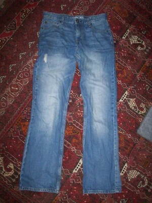 Pantalones de mezclilla Cherokee para niños, talla 16 regular, corte bota tiro alto correas de cintura desgastadas Foto 1 de 4