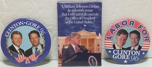 Lotto "BCAG1" Trio di BILL CLINTON/AL GORE campagna/spilla inaugurale bottoni posteriori VG - Foto 1 di 8