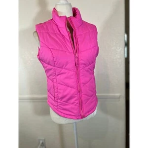 Aeropostale women sz M hot pink barbie core quilted chevron puffer vest 1075 - Picture 1 of 8