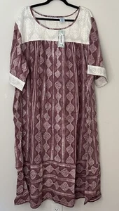 New National Womens Short Sleeve Cotton Pullover House Patio Dress Size 3X Pink - Picture 1 of 12