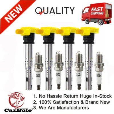 Juego de 4 bobinas de encendido y bujías para Audi A5 TT Quattro VW Golf Jetta GTI UF529 Foto 1 de 4