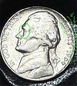 1964 One Of It’s Kind D Mint Nickel With Multiple Errors - Picture 1 of 11