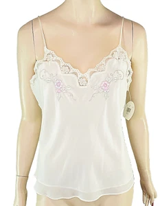 Valerie Stevens Tank Camisole M Neu mit Etikett bestickt Double Chiffon halbtransparent - Bild 1 von 5