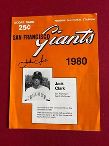 1980, Jack Clark, "Autographed" (JSA) "Un-Scored" SF Giants Score Card (Vintage) - Picture 1 of 3