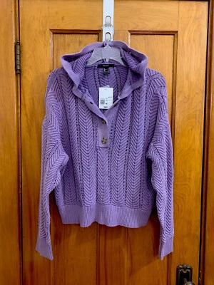 Forever 21 Jersey Jersey de Algodón con Capucha Punto 1/3 Botón Púrpura Nuevo con Etiquetas Talla M $39.99 Foto 1 de 4