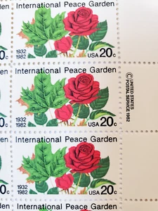 1982 US International Peace Garden Rose Stamps - Sheet of 50 - *MNH* - Picture 1 of 3